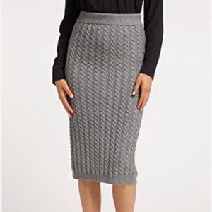 Gray Cable Knit Pencil Skirt